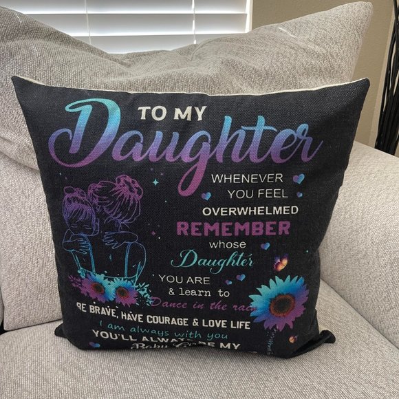 To My Daughter Gifts Pillow Cover Gift from Mom, 18x18in, Cushion Case - Picture 3 of 7